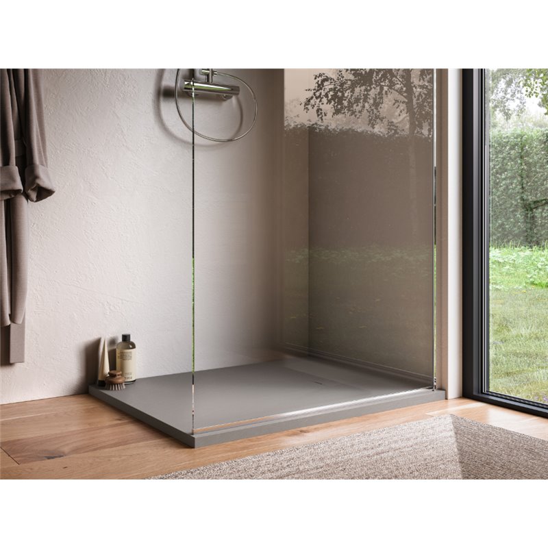 Ronal Bathrooms Calce Brodzik prostokątny asymetryczny MineraLite 90x70 cm szary beton (W31AS09007014)