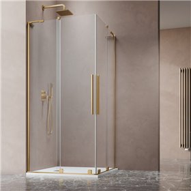 Vixor Milo 8 L CG2 Kabina prysznicowa prostokątna narożna złoty błyszczący 110Lx80P cm (N05-29110-09-01L+N05-29080-09-01R)
