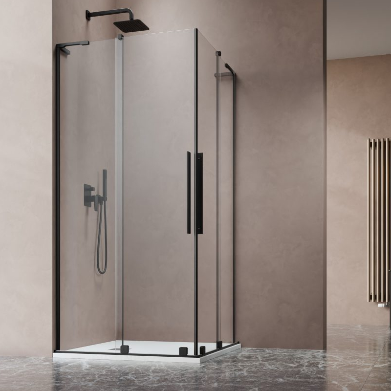 Vixor Milo 8 L CG2 Kabina prysznicowa prostokątna narożna czarny mat 120Lx80P cm (N05-29120-54-01L+N05-29080-54-01R)