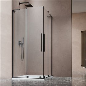 Vixor Milo 8 L CG2 Kabina prysznicowa prostokątna narożna czarny mat 120Lx110P cm (N05-29120-54-01L+N05-29110-54-01R)