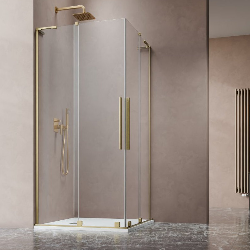 Vixor Milo 8 L CG2 Kabina prysznicowa prostokątna narożna złoty szcotkowany 80Lx110P cm (N05-29080-99-01L+N05-29110-99-01R)