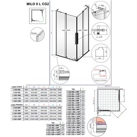 Vixor Milo 8 L CG2 Kabina prysznicowa prostokątna narożna złoty szcotkowany 110Lx90P cm (N05-29110-99-01L+N05-29090-99-01R)