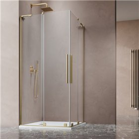 Vixor Milo 8 L CG2 Kabina prysznicowa prostokątna narożna złoty szcotkowany 120Lx110P cm (N05-29120-99-01L+N05-29110-99-01R)