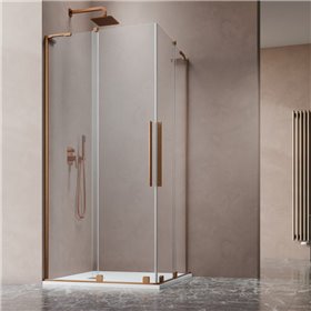 Vixor Milo 8 L CG2 Kabina prysznicowa prostokątna narożna miedź szczotkowana 120Lx80P cm (N05-29120-93-01L+N05-29080-93-01R)