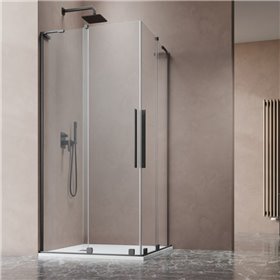 Vixor Milo 8 L CG2 Kabina prysznicowa prostokątna narożna gunmetal szczotkowany 90Lx80P cm (N05-29090-92-01L+N05-29080-92-01R)