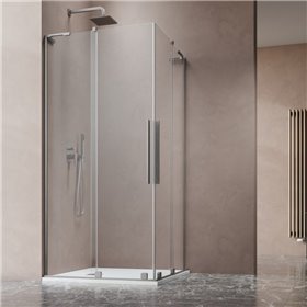 Vixor Milo 8 L CG2 Kabina prysznicowa kwadratowa narożna nikiel szczotkowany 80Lx80P cm (N05-29080-91-01L+N05-29080-91-01R)