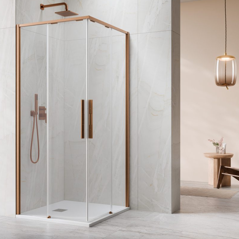 Vixor Tiso 6 Lite CG2 Kabina prysznicowa prostokątna miedź szczotkowana 100x80 cm (N14-21100-93-01R+N14-21080-93-01L)