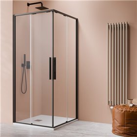 Vixor Tiso 6 CG2 Kabina prysznicowa kwadratowa czarny mat 100Lx100P cm (N13-21100-54-01L+N13-21100-54-01R)