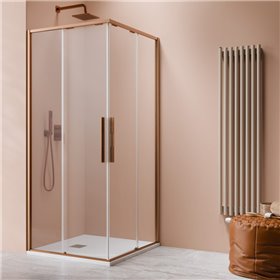 Vixor Tiso 6 CG2 Kabina prysznicowa kwadratowa miedź szczotkowana 80Lx80P cm (N13-21080-93-01L+N13-21080-93-01R)