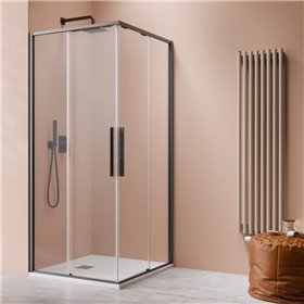 Vixor Tiso 6 CG2 Kabina prysznicowa kwadratowa gunmetal szczotkowany 90Lx90P cm (N13-21090-92-01L+N13-21090-92-01R)