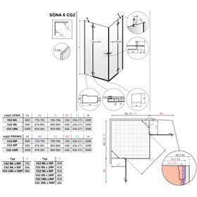 Vixor Sona 6 CG2 Kabina prysznicowa kwadratowa czarny mat 80Lx80P cm (N01-21080-54-01L+N01-21080-54-01R)