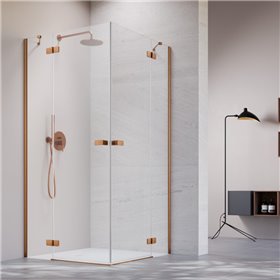 Vixor Sona 6 CG2 Kabina prysznicowa kwadratowa miedź szczotkowana 80Lx80P cm (N01-21080-93-01L+N01-21080-93-01R)