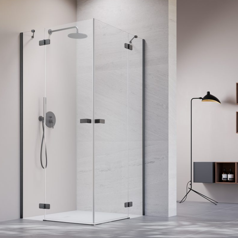 Vixor Sona 6 CG2 Kabina prysznicowa prostokątna gunmetal szczotkowany 100Lx80P cm (N01-21100-92-01L+N01-21080-92-01R)