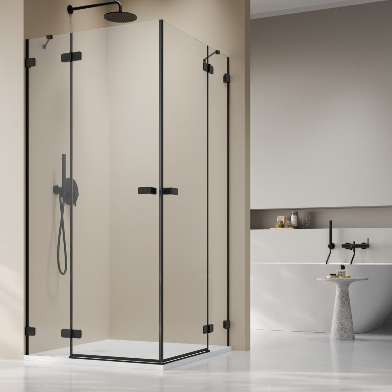 Vixor Sona 6 Lite CG2 Kabina prysznicowa kwadratowa czarny mat 80Lx80P cm (N02-21080-54-01L+N02-21080-54-01R)
