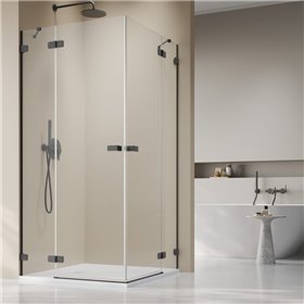 Vixor Sona 6 Lite CG2 Kabina prysznicowa kwadratowa gunmetal szczotkowany 80Lx80P cm (N02-21080-92-01L+N02-21080-92-01R)