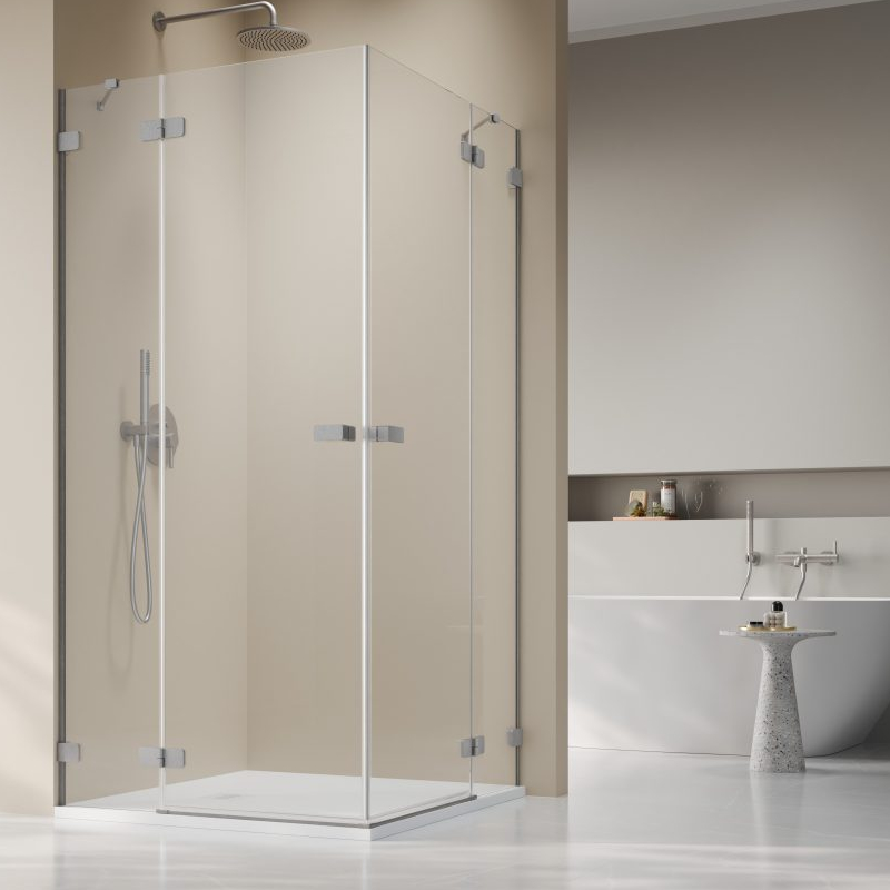 Vixor Sona 6 Lite CG2 Kabina prysznicowa prostokątna nikiel szczotkowany 80Lx100P cm (N02-21080-91-01L+N02-21100-91-01R)