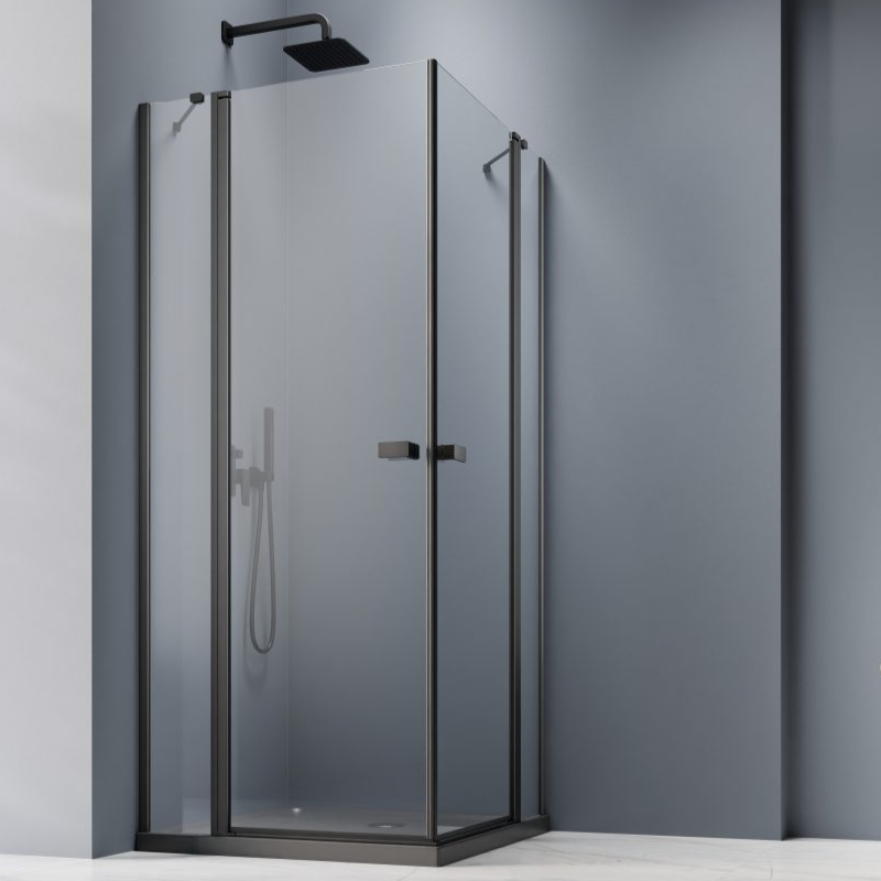 Vixor Vesa 8 CG2 Kabina prysznicowa prostokątna czarny mat 90Lx80P cm (N10-21090-54-01L+N10-21080-54-01R)