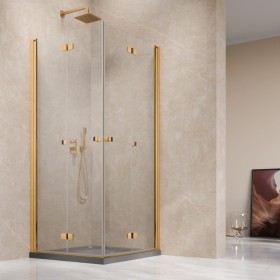 Vixor Vesa 6 CF2 Kabina prysznicowa kwadratowa złoty błyszczący 80Lx80P cm (N09-22080-09-01L+N09-22080-09-01R)