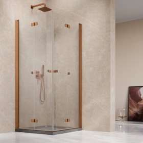 Vixor Vesa 6 CF2 Kabina prysznicowa kwadratowa miedź szczotkowana 80Lx80P cm (N09-22080-93-01L+N09-22080-93-01R)