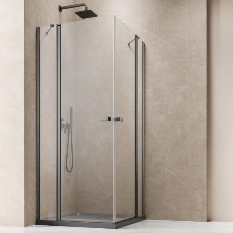 Vixor Vesa 6 CG2 Kabina prysznicowa prostokątna gunmetal szczotkowany 80Lx90P cm (N09-21080-92-01L+N09-21090-92-01R)
