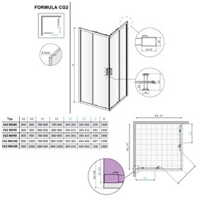 Vixor Formula 6 CG2 Kabina prysznicowa prostokątna narożna Chrom błyszczący 100x80 cm (N11-20211-01-01)