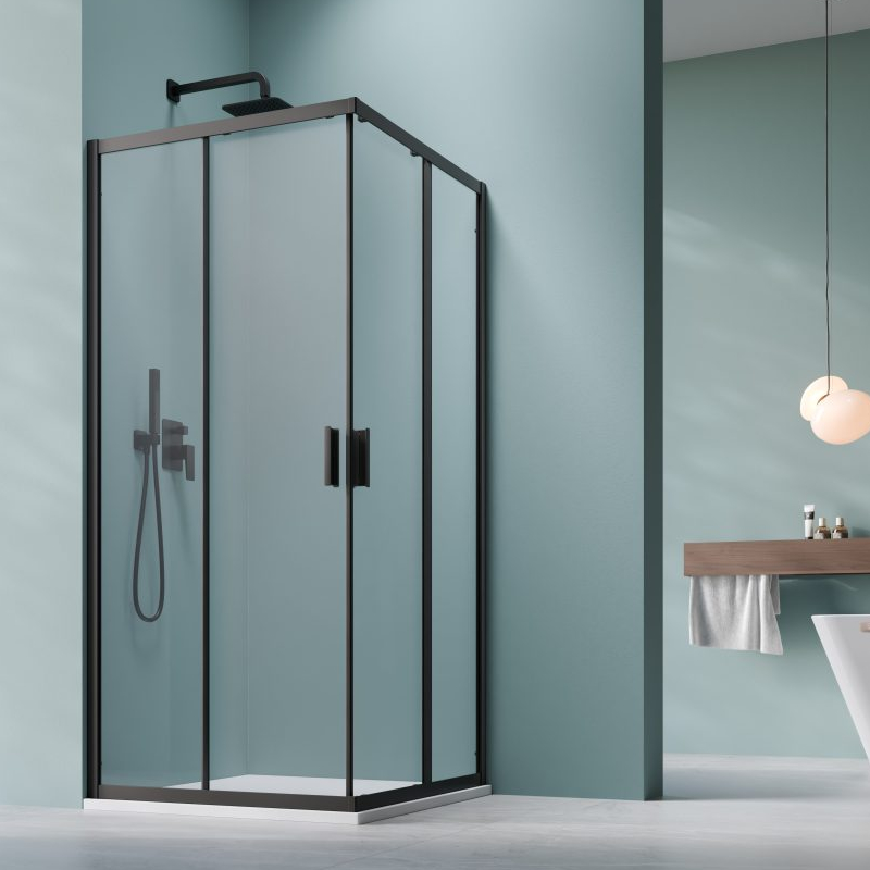 Vixor Formula 6 CG2 Kabina prysznicowa kwadratowa narożna Czarny mat 80x80 cm (N11-20102-54-01)