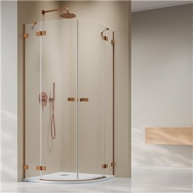 Vixor Sona 6 Lite RG2 Kabina prysznicowa półokrągła miedź szczotkowana 100Lx90P cm (N02-71100-93-01L+N02-71090-93-01R)