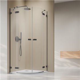 Vixor Sona 6 Lite RG2 Kabina prysznicowa półokrągła gunmetal szczotkowany 90Lx90P cm (N02-71090-92-01L+N02-71090-92-01R)