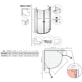 Vixor Mida 6 RG2 Kabina prysznicowa półokrągła chrom 80x80 cm (N12-71102-01-01)