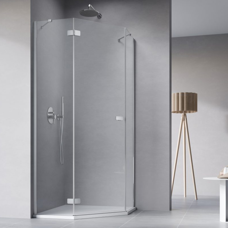 Vixor Sona 8 PG1 Kabina prysznicowa pięciokątna lewa chrom 90x90 cm (N03-40600-01-01L+N03-42104-00-01)