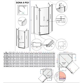 Vixor Sona 8 PG1 Kabina prysznicowa pięciokątna lewa czarny 80x80 cm (N03-40600-54-01L+N03-42102-00-01)