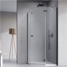 Vixor Sona 8 PG1 Kabina prysznicowa pięciokątna prawa gunmetal szczotkowany 80x80 cm (N03-40600-92-01R+N03-42102-00-01)