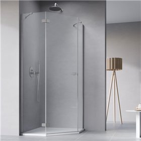 Vixor Sona 8 PG1 Kabina prysznicowa pięciokątna lewa nikiel szczotkowany 100x100 cm (N03-40600-91-01L+N03-42106-00-01)