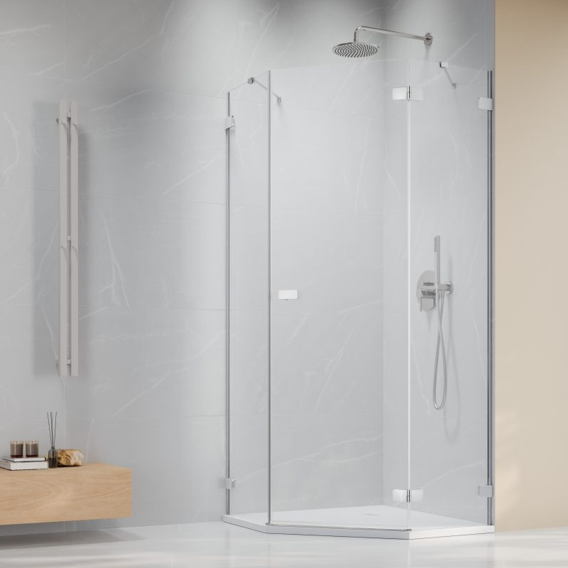 Vixor Sona 6 Lite PG1 Kabina prysznicowa pięciokątna prawa chrom 80x80 cm (N02-40000-01-01R+N02-42102-00-01)