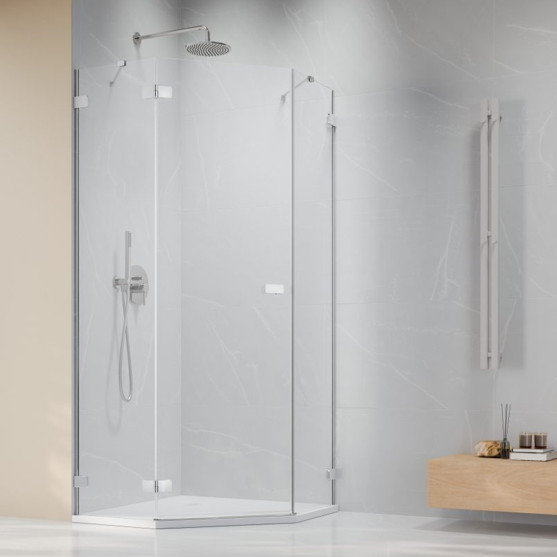 Vixor Sona 6 Lite PG1 Kabina prysznicowa pięciokątna lewa chrom 90x90 cm (N02-40000-01-01L+N02-42104-00-01)