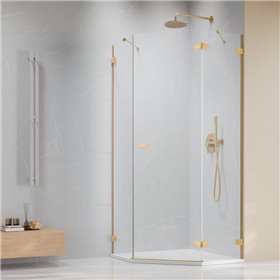 Vixor Sona 6 Lite PG1 Kabina prysznicowa pięciokątna prawa złoty błyszczący 80x80 cm (N02-40000-09-01R+N02-42102-00-01)