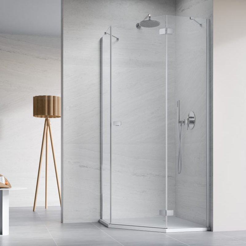 Vixor Sona 6 PG1 Kabina prysznicowa pięciokątna prawa chrom 90x90 cm (N01-40000-01-01R+N01-42104-00-01)