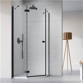Vixor Sona 6 PG1 Kabina prysznicowa pięciokątna lewa czarny mat 100x100 cm (N01-40000-54-01L+N01-42106-00-01)