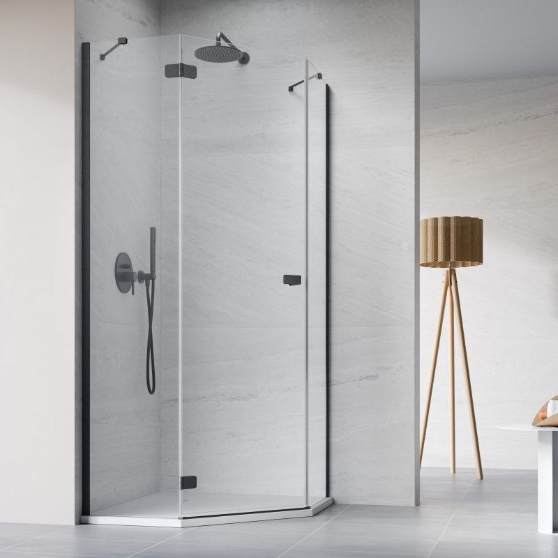 Vixor Sona 6 PG1 Kabina prysznicowa pięciokątna lewa gunmetal szczotkowany 90x90 cm (N01-40000-92-01L+N01-42104-00-01)
