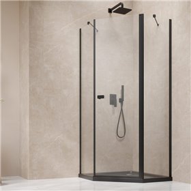 Vixor Vesa 6 PG1 Kabina prysznicowa pięciokątna prawa czarny mat 90x90 cm (N09-40000-54-01R+N09-42104-54-01)