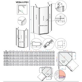 Vixor Vesa 6 PG1 Kabina prysznicowa pięciokątna prawa czarny mat 90x90 cm (N09-40000-54-01R+N09-42104-54-01)