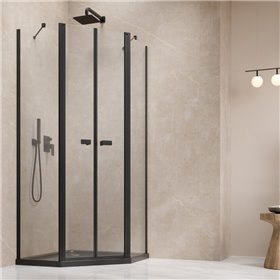 Vixor Vesa 6 PG2 Kabina prysznicowa pięciokątna czarny mat 80x80 cm (N09-41000-54-01+N09-43102-54-01)