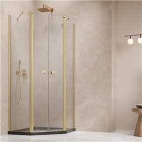 Vixor Vesa 6 PG2 Kabina prysznicowa pięciokątna złoty szczotkowany 80x80 cm (N09-41000-99-01+N09-43102-99-01)