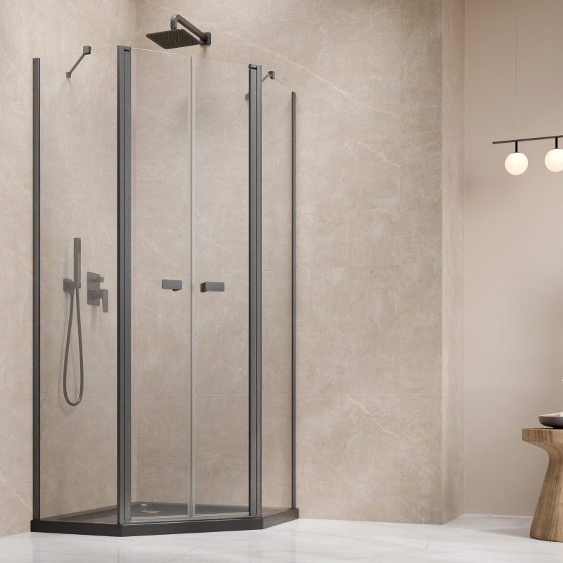 Vixor Vesa 6 PG2 Kabina prysznicowa pięciokątna gunmetal szczotkowany 80x80 cm (N09-41000-92-01+N09-43102-92-01)