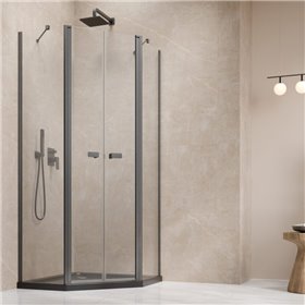 Vixor Vesa 6 PG2 Kabina prysznicowa pięciokątna gunmetal szczotkowany 100x100 cm (N09-41000-92-01+N09-43106-92-01)