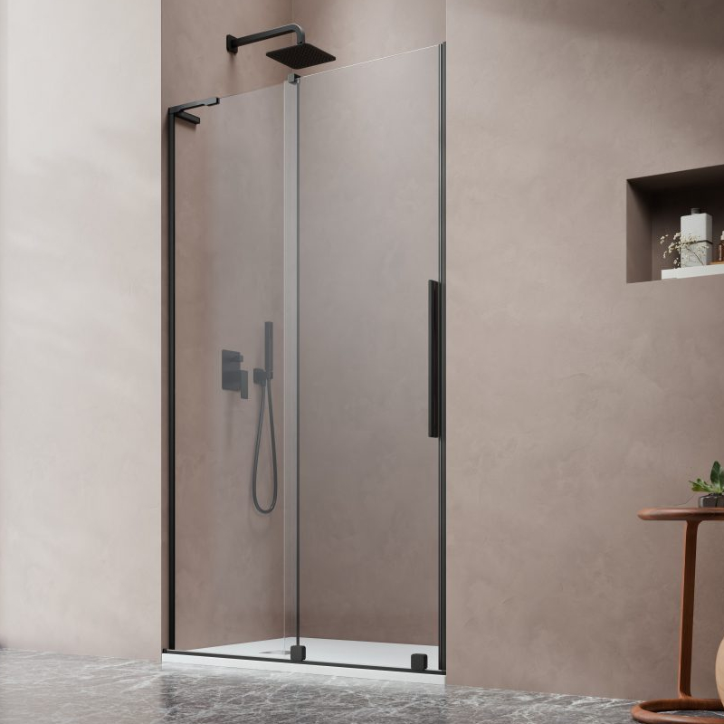Vixor Milo 8 L DG1 Drzwi prysznicowe przesuwne lewe czarny mat 90 cm (N05-09472-54-01L, N05-80430-00-01)