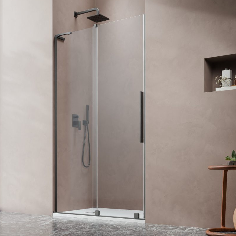 Vixor Milo 8 L DG1 Drzwi prysznicowe przesuwne lewe gunmetal szczotkowany 100 cm (N05-09522-92-01L, N05-80480-00-01)