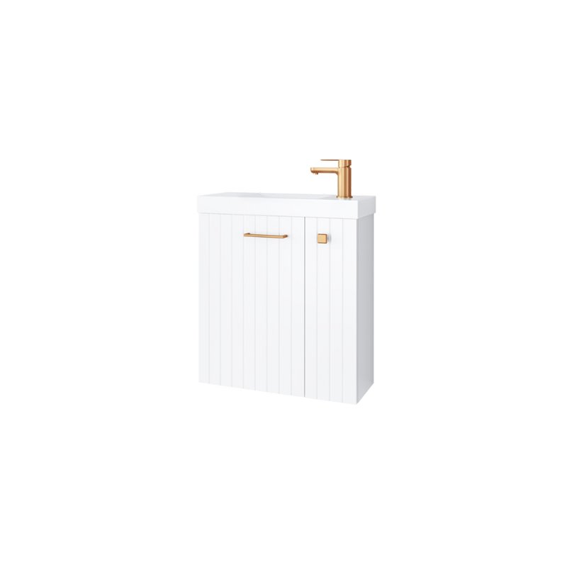 Uptrend Nook zestaw szafka z umywalką 55 cm 2D0S biały mat - uchwyt miedź (010-SU55-02+TR41366)