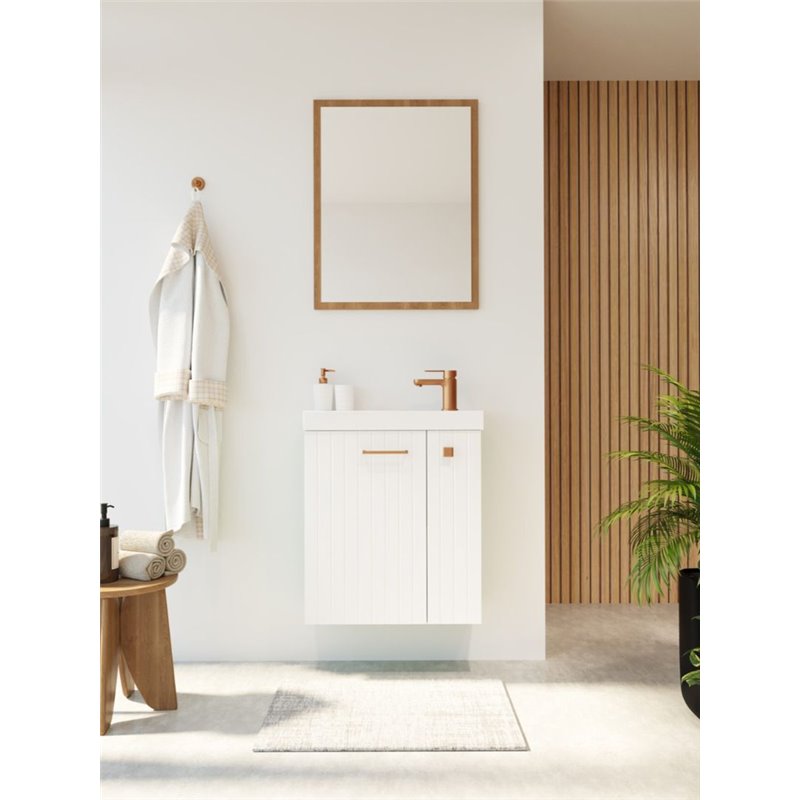 Uptrend Nook zestaw szafka z umywalką 55 cm 2D0S biały mat - uchwyt miedź (010-SU55-02+TR41366)