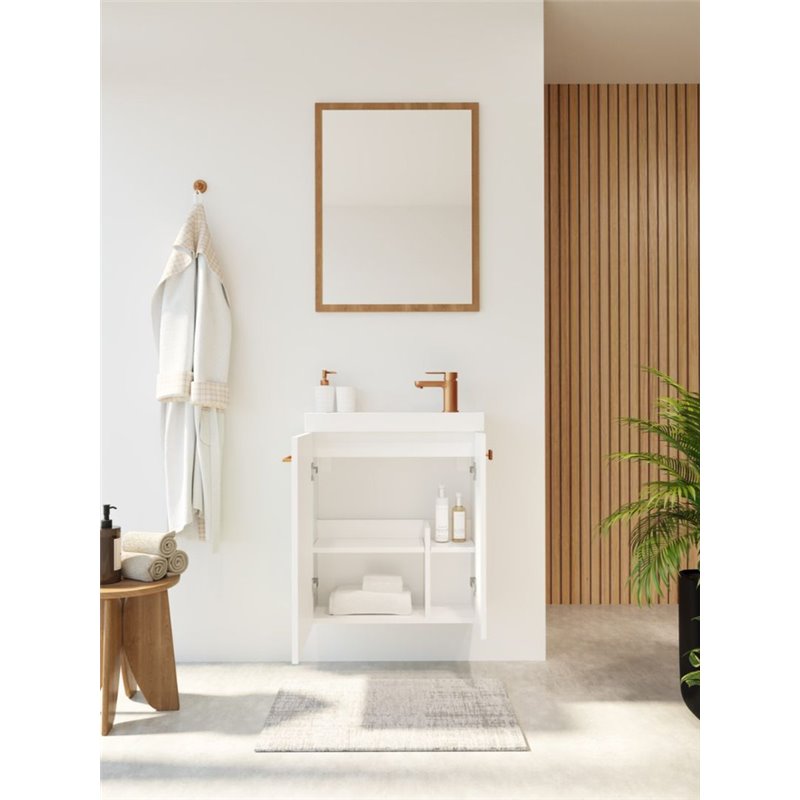 Uptrend Nook zestaw szafka z umywalką 55 cm 2D0S biały mat - uchwyt miedź (010-SU55-02+TR41366)